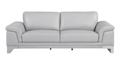 Two Piece Indoor Light Gray Italian Leather Five Person Seating Set HomeRoots