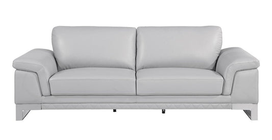 Two Piece Indoor Light Gray Italian Leather Five Person Seating Set HomeRoots
