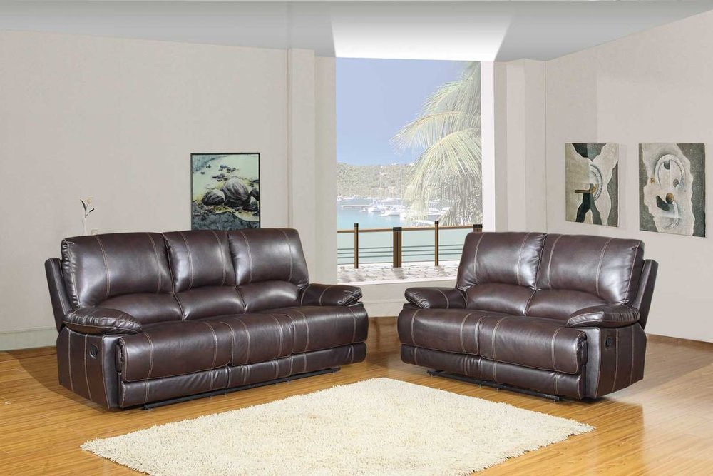 Two Piece Indoor Brown Faux Leather Five Person Seating Set HomeRoots