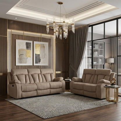 Two Piece Indoor Beige Microsuede Five Person Seating Set HomeRoots