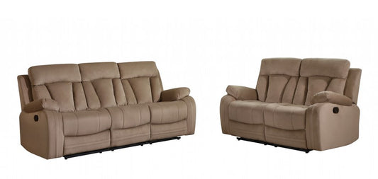 Two Piece Indoor Beige Microsuede Five Person Seating Set HomeRoots