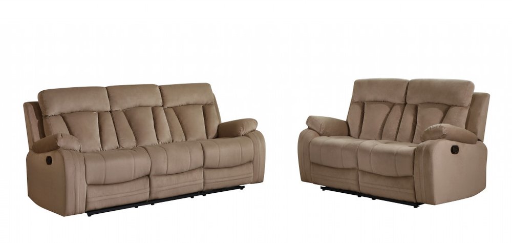 Two Piece Indoor Beige Microsuede Five Person Seating Set HomeRoots