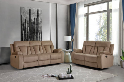 Two Piece Indoor Beige Microsuede Five Person Seating Set HomeRoots