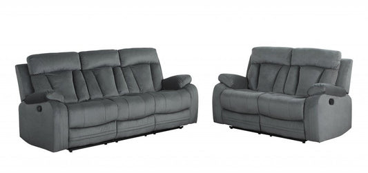 Two Piece Indoor Gray Microsuede Five Person Seating Set HomeRoots