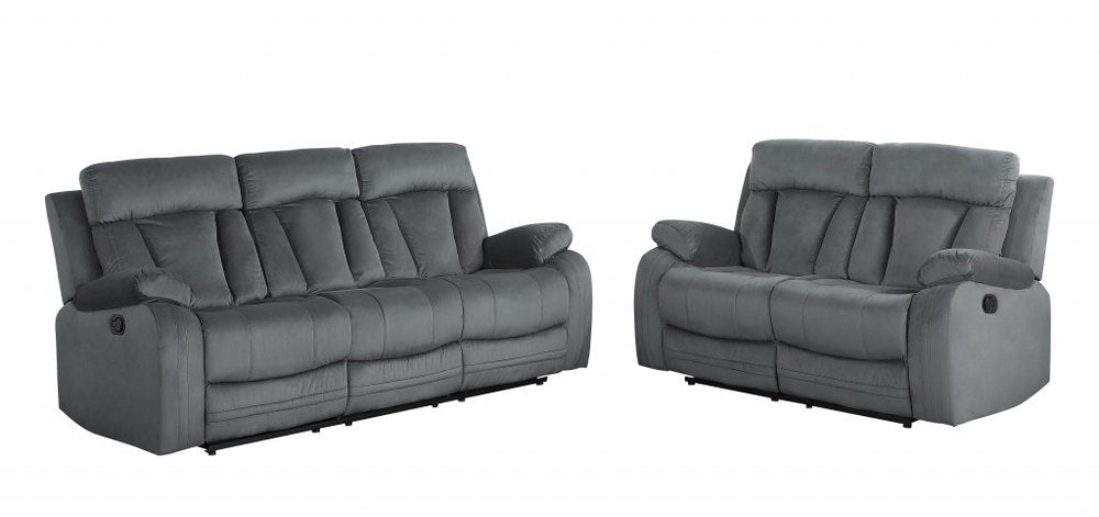 Two Piece Indoor Gray Microsuede Five Person Seating Set HomeRoots