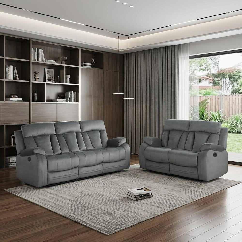 Two Piece Indoor Gray Microsuede Five Person Seating Set HomeRoots