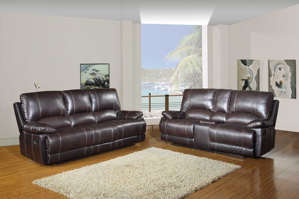 Two Piece Indoor Brown Faux Leather Five Person Seating Set HomeRoots