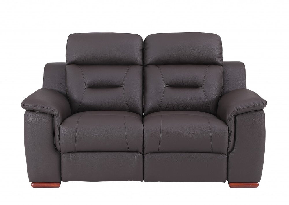 67" Brown Faux Leather Manual Reclining Loveseat HomeRoots