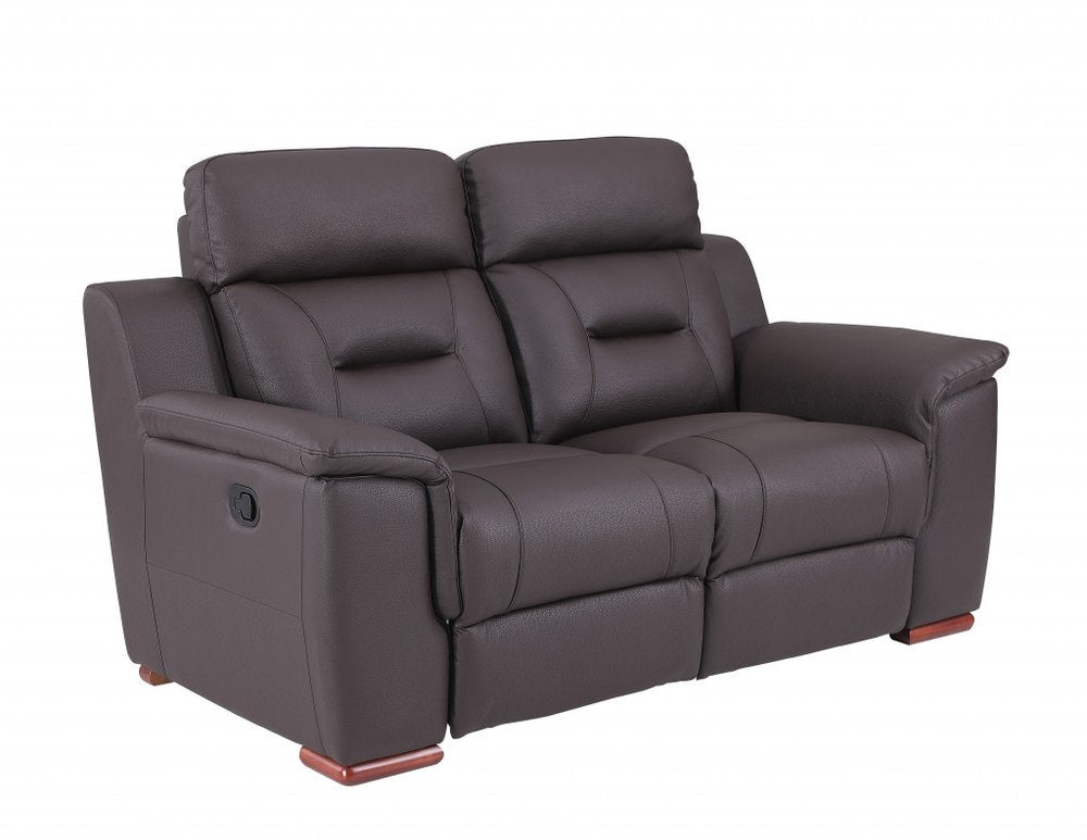 67" Brown Faux Leather Manual Reclining Loveseat HomeRoots