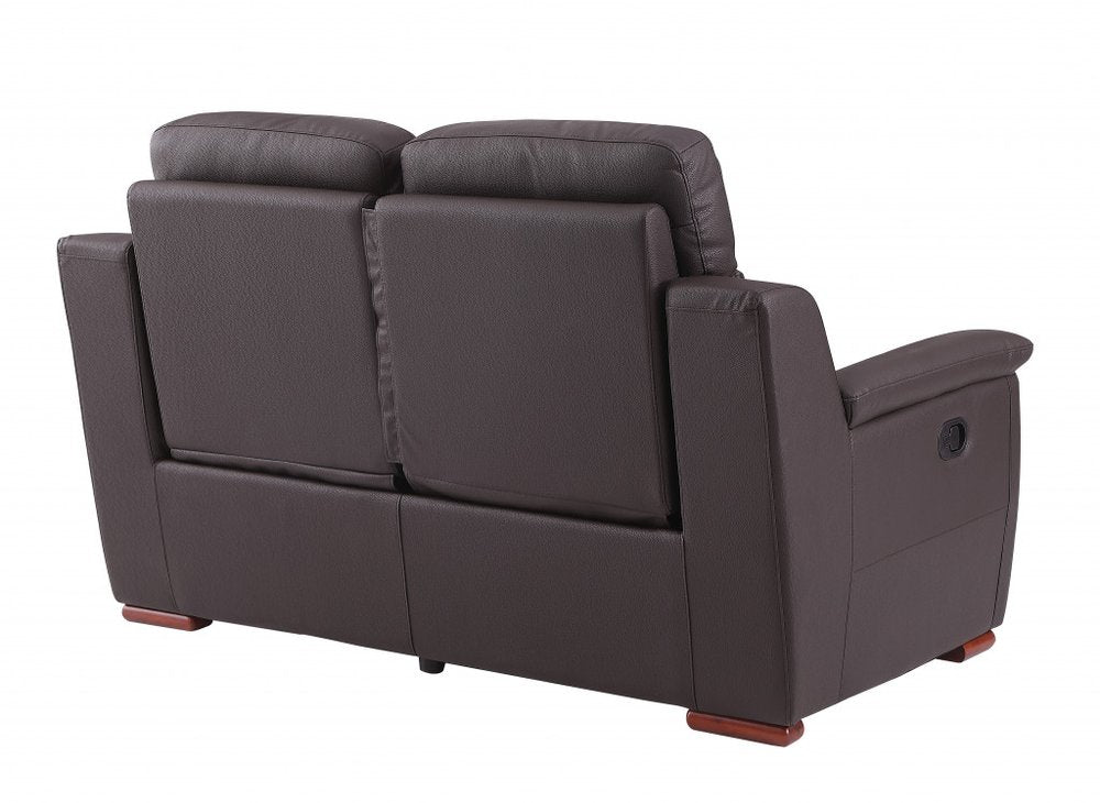 67" Brown Faux Leather Manual Reclining Loveseat HomeRoots