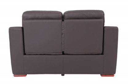 67" Brown Faux Leather Manual Reclining Loveseat HomeRoots