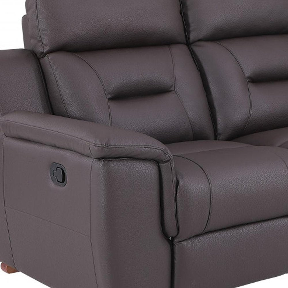 67" Brown Faux Leather Manual Reclining Loveseat HomeRoots