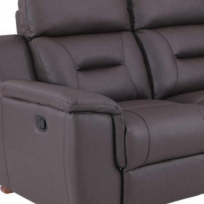 67" Brown Faux Leather Manual Reclining Loveseat HomeRoots