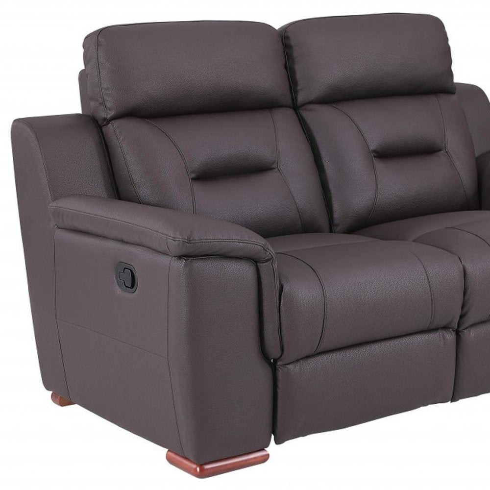 67" Brown Faux Leather Manual Reclining Loveseat HomeRoots