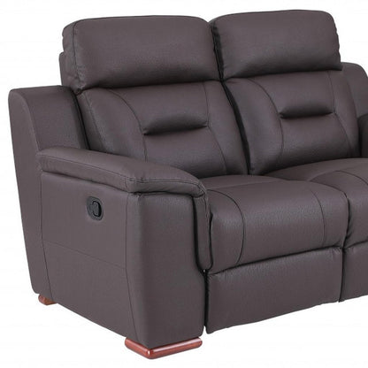 67" Brown Faux Leather Manual Reclining Loveseat HomeRoots