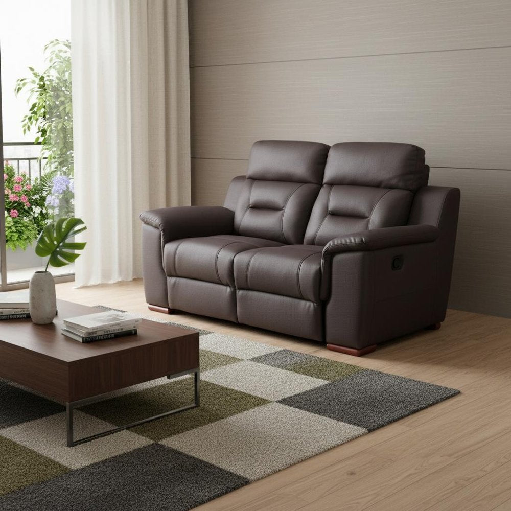 67" Brown Faux Leather Manual Reclining Loveseat HomeRoots