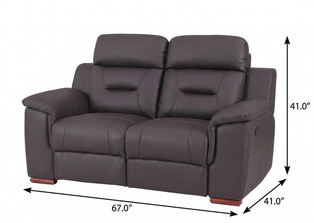 67" Brown Faux Leather Manual Reclining Loveseat HomeRoots