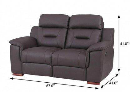 67" Brown Faux Leather Manual Reclining Loveseat HomeRoots