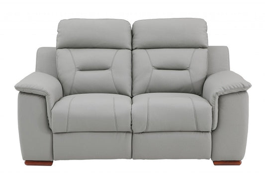 67" Gray And Brown Faux Leather Manual Reclining Loveseat HomeRoots