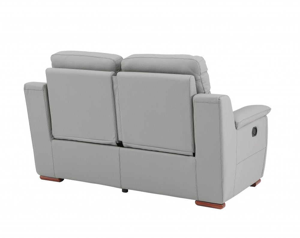 67" Gray And Brown Faux Leather Manual Reclining Loveseat HomeRoots