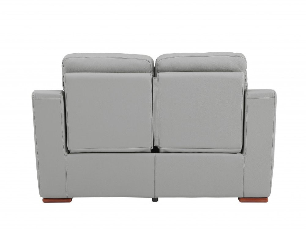 67" Gray And Brown Faux Leather Manual Reclining Loveseat HomeRoots