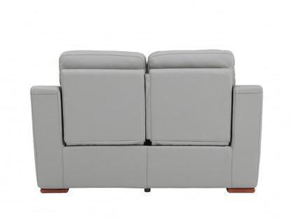 67" Gray And Brown Faux Leather Manual Reclining Loveseat HomeRoots