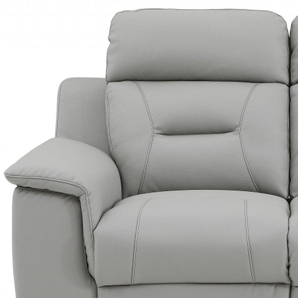 67" Gray And Brown Faux Leather Manual Reclining Loveseat HomeRoots