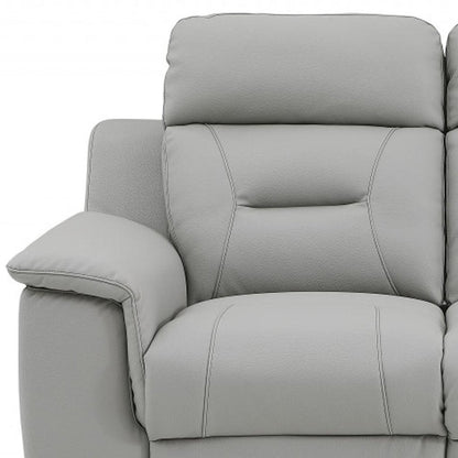67" Gray And Brown Faux Leather Manual Reclining Loveseat HomeRoots