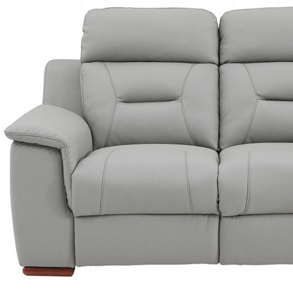 67" Gray And Brown Faux Leather Manual Reclining Loveseat HomeRoots