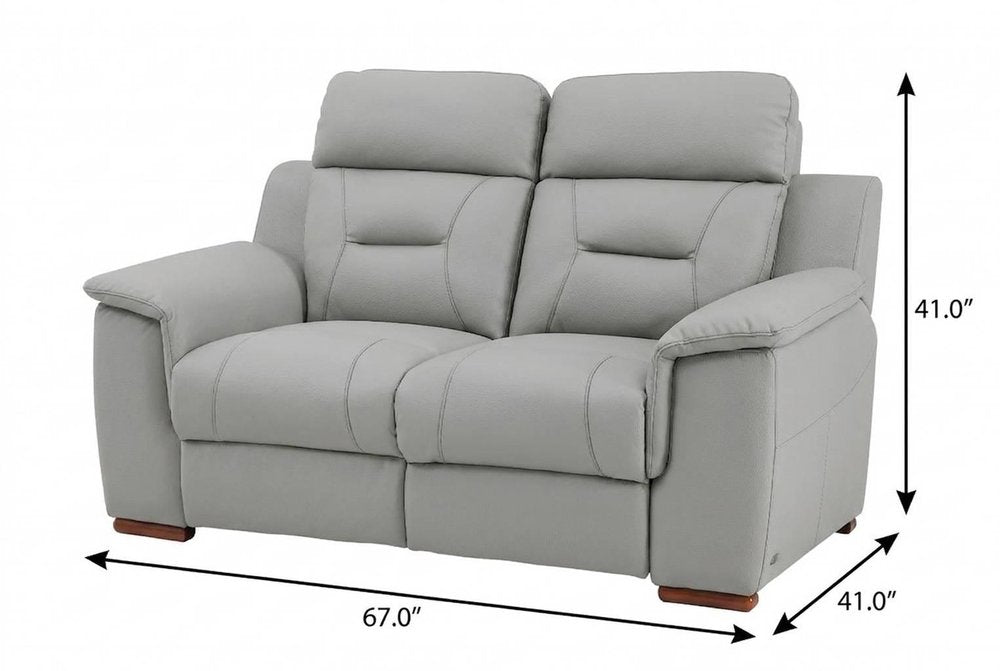 67" Gray And Brown Faux Leather Manual Reclining Loveseat HomeRoots