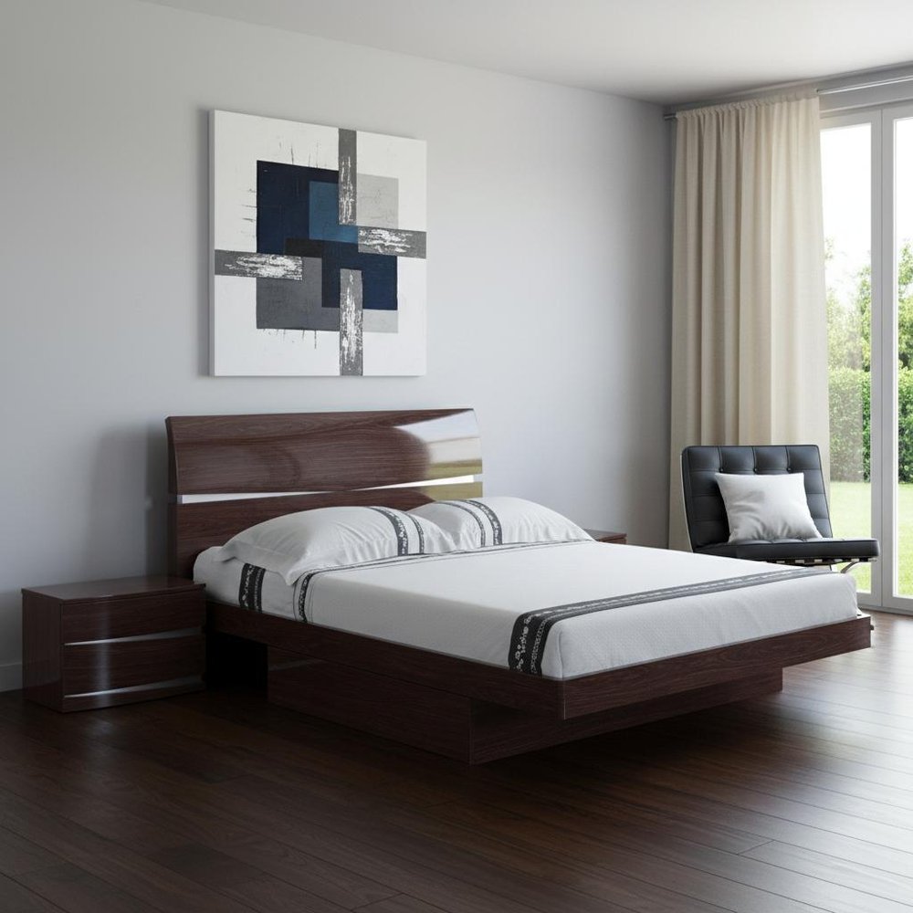 Solid Wood King Wood Brown Bed HomeRoots