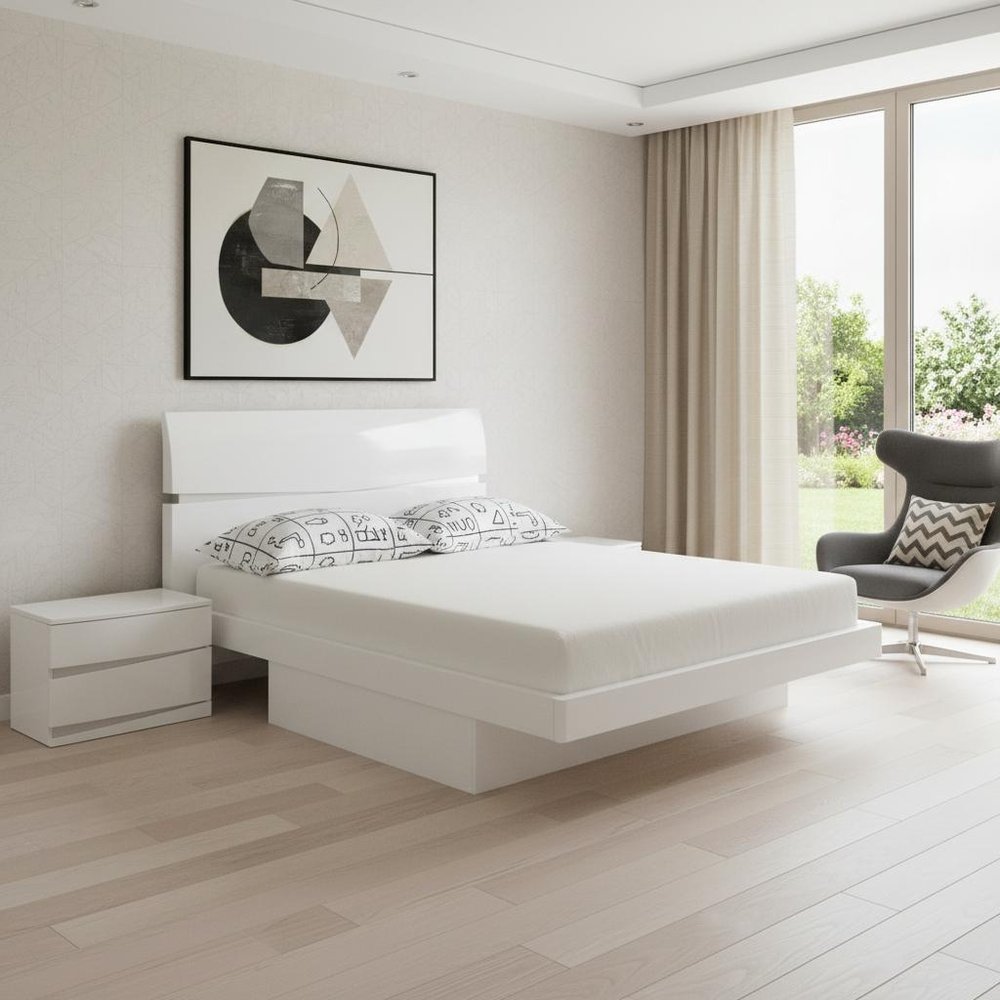 White Solid Wood King Bed Frame HomeRoots