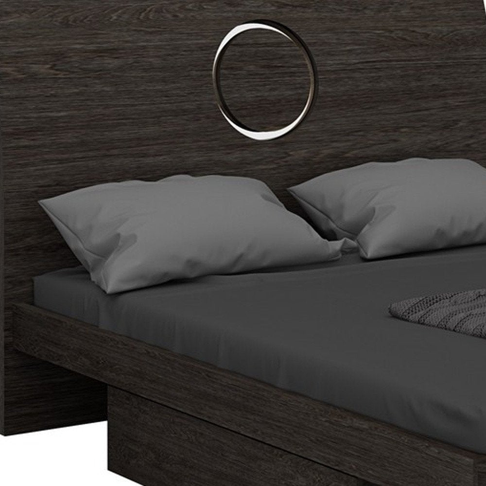 Gray Wood King Bed Frame With Drawer HomeRoots
