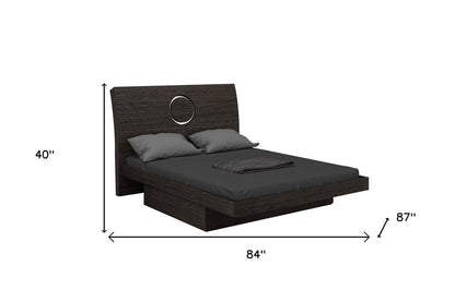 Gray Wood King Bed Frame With Drawer With Drawer Storage HomeRoots