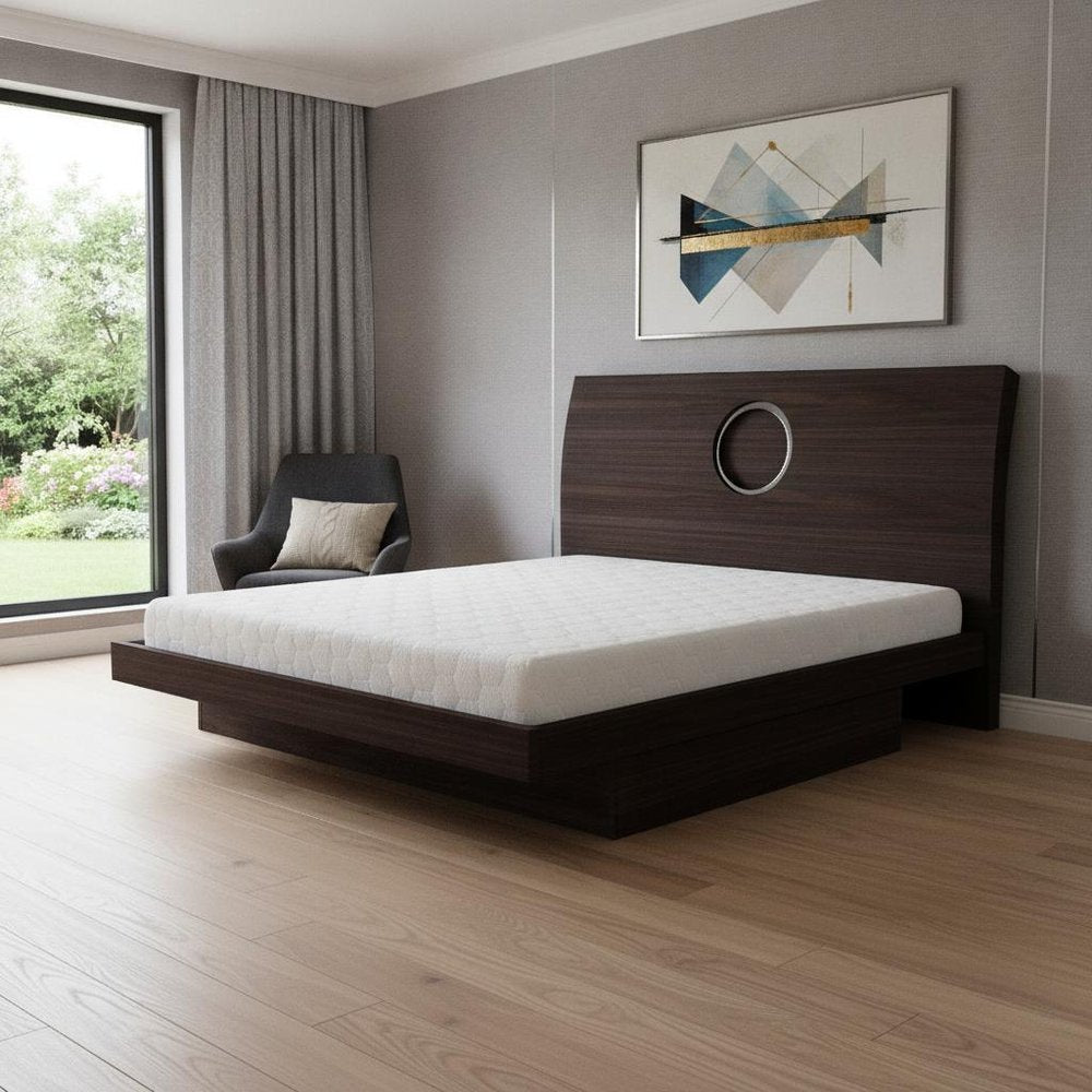 Brown Wood King Bed Frame With Drawer With Drawer Storage HomeRoots