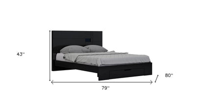 Black Solid Wood King Bed Frame HomeRoots