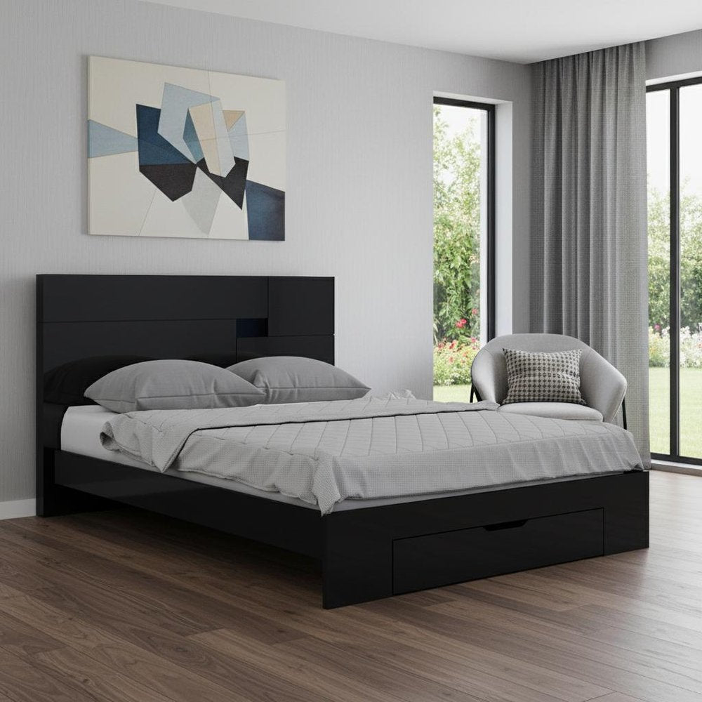 Black Solid Wood King Bed Frame HomeRoots