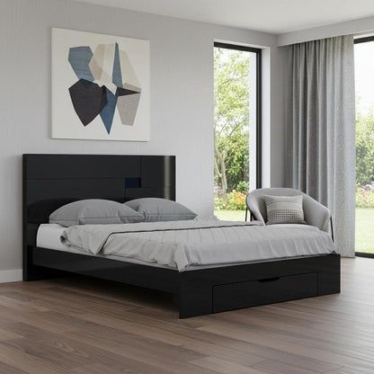 Black Solid Wood King Bed Frame HomeRoots