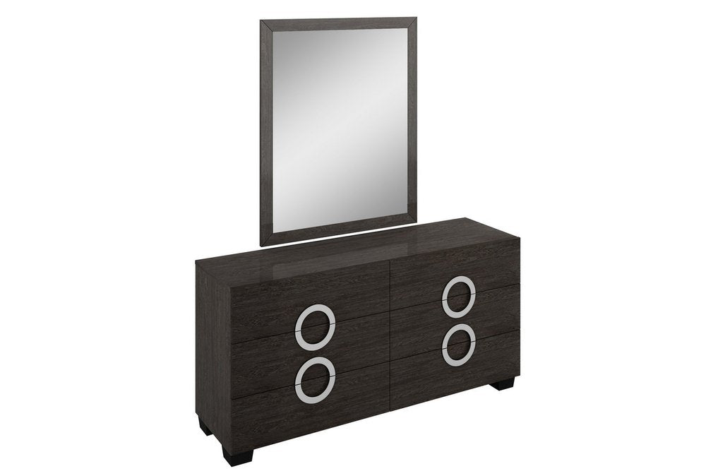 Four Piece Gray Solid Wood Bedroom Set With Mirror HomeRoots