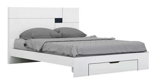 White Solid Wood Queen Bed Frame HomeRoots