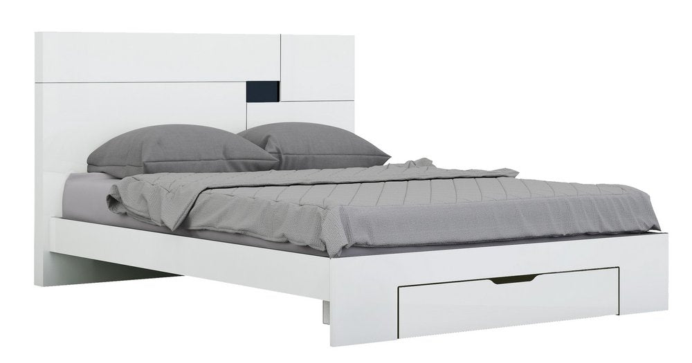White Solid Wood Queen Bed Frame HomeRoots