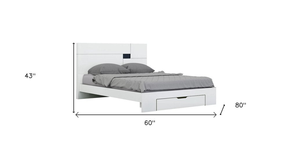 White Solid Wood Queen Bed Frame HomeRoots