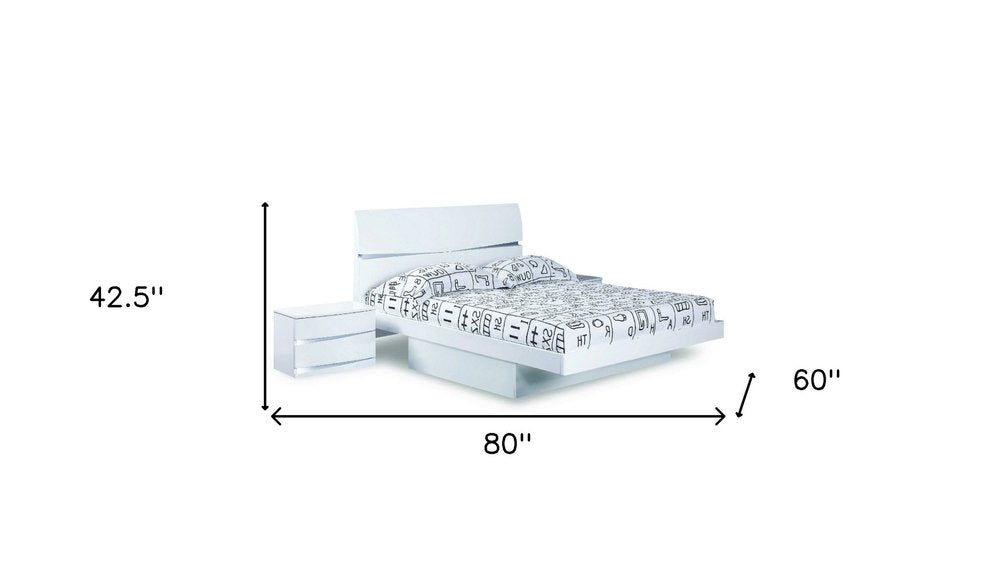 80'" X 60'"  X 42.5'" Modern Queen White High Gloss Bed HomeRoots