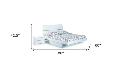 80'" X 60'"  X 42.5'" Modern Queen White High Gloss Bed HomeRoots