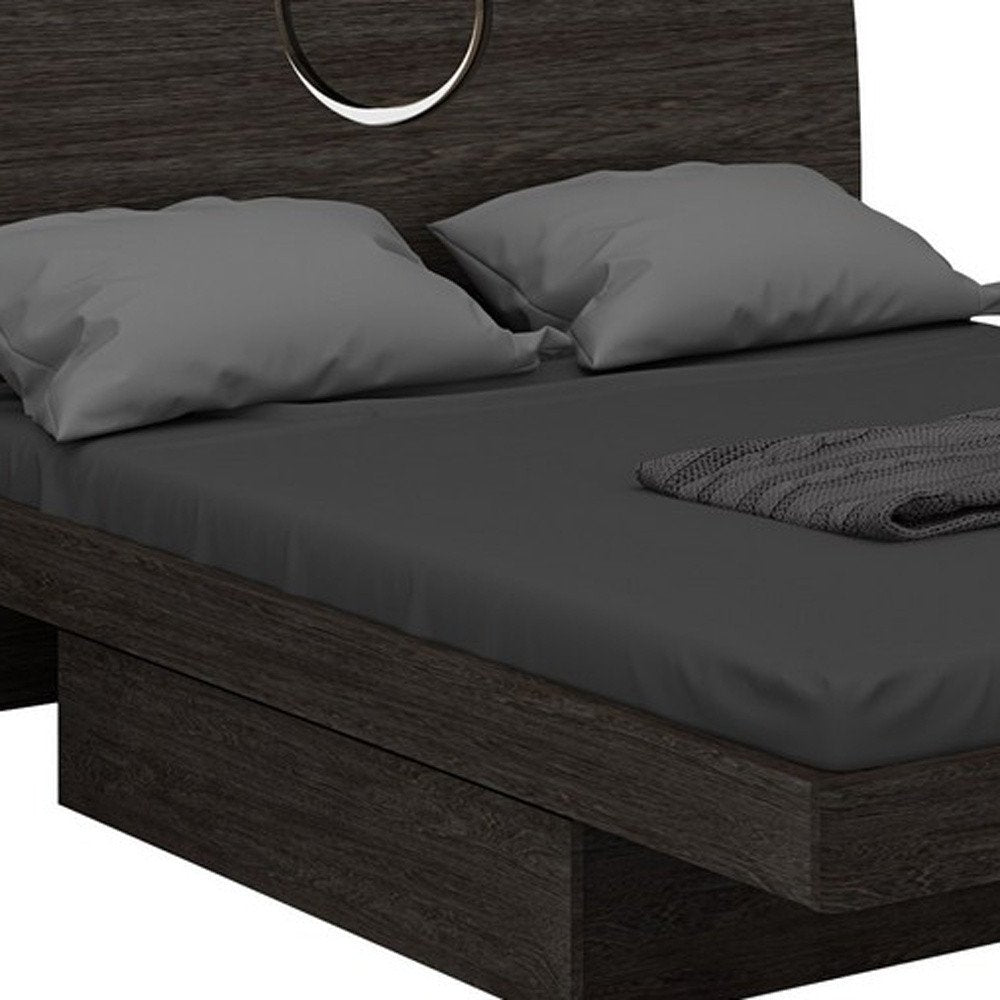 Gray Wood Queen Bed Frame With Drawer With Drawer Storage — view 4