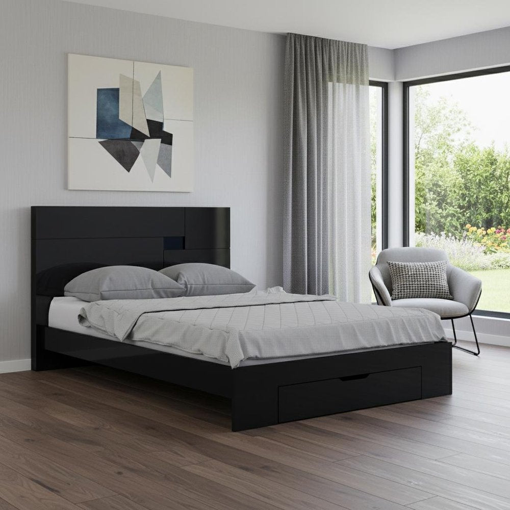 Black Solid Wood Queen Bed Frame HomeRoots