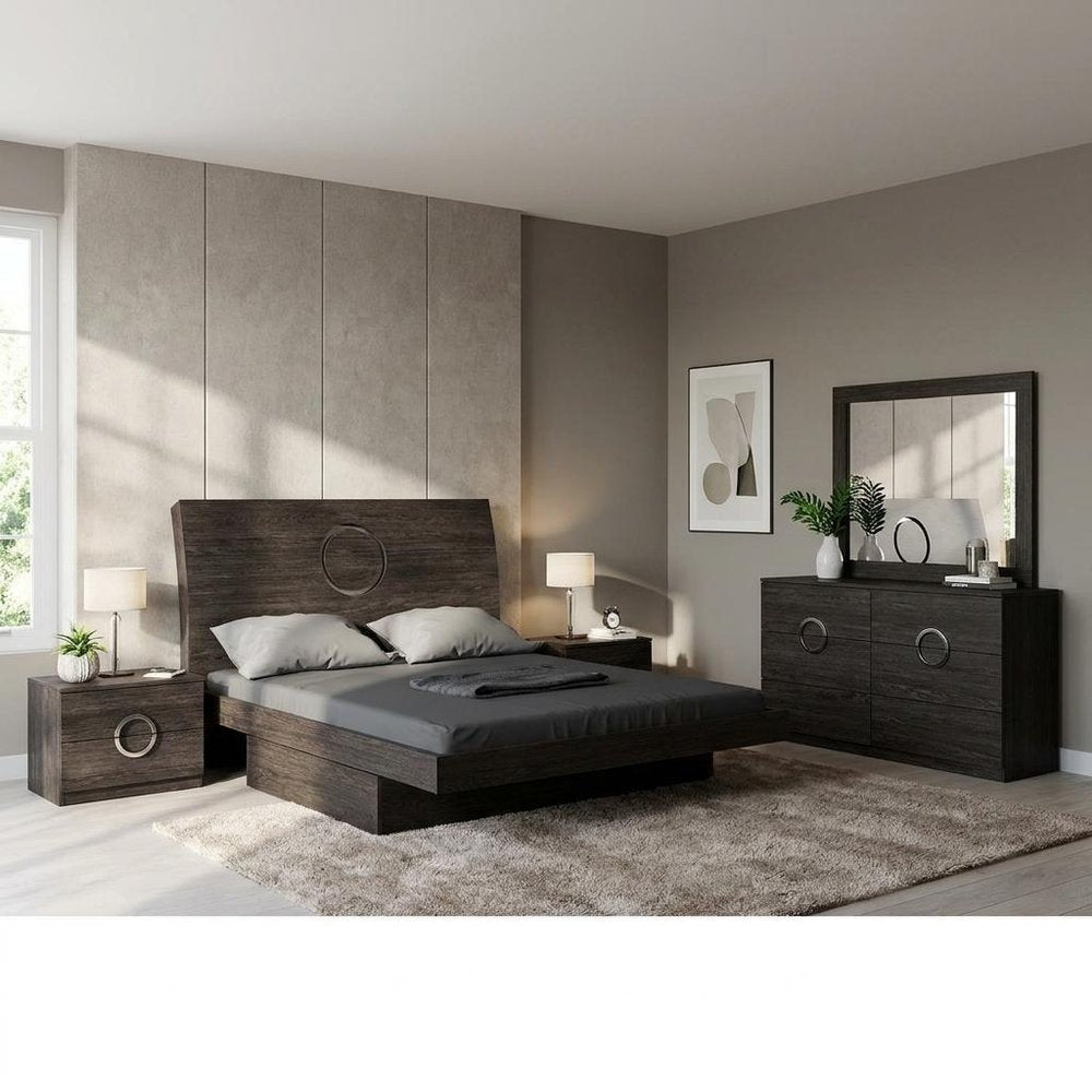 Four Piece Gray Solid Wood Bedroom Set With Mirror HomeRoots