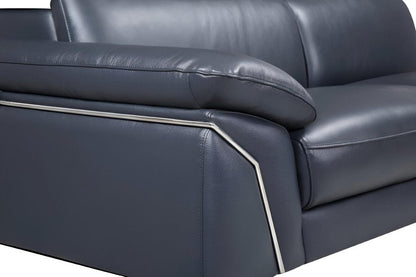 Navy Blue Italian Leather L Shaped Two Piece Sofa and Chaise Sectional HomeRoots