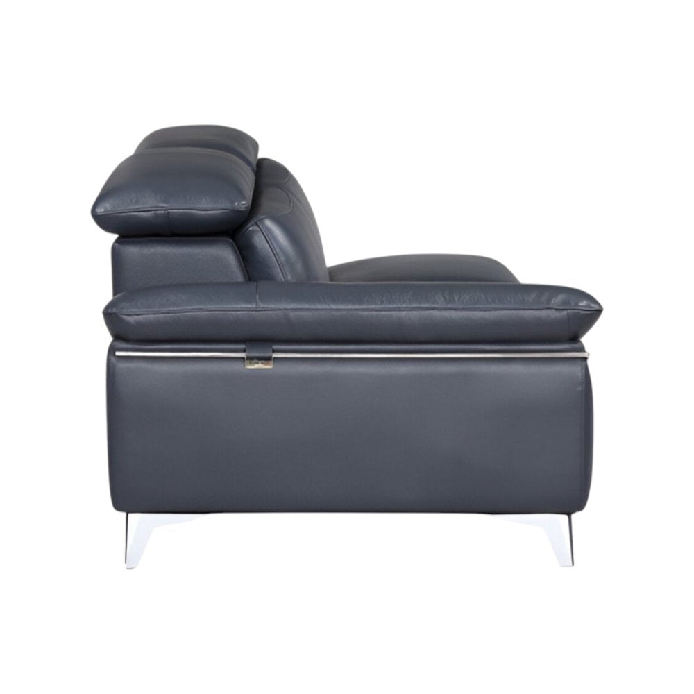 Navy Blue Italian Leather L Shaped Two Piece Sofa and Chaise Sectional HomeRoots