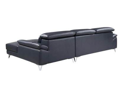 Navy Blue Italian Leather L Shaped Two Piece Sofa and Chaise Sectional HomeRoots